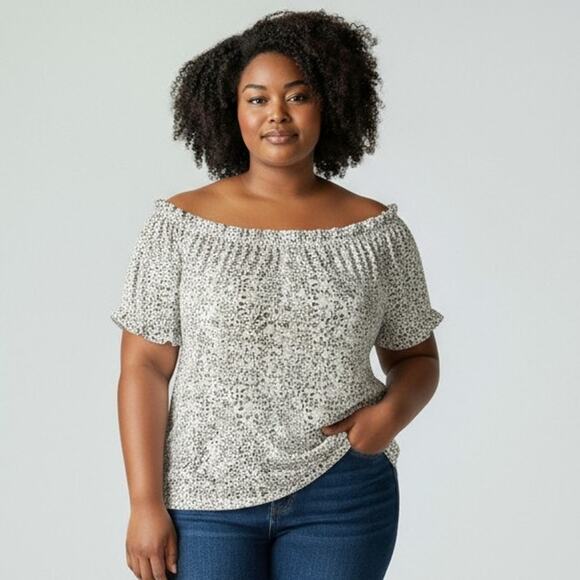 NWT Cato Womens Off The Shoulder Animal Print Peplum Blouse Top Size 18/20 - Picture 1 of 7